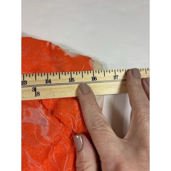 Showpo Hailey Brailey One Shoulder Mini Dress Orange White Sheer Floral 4 - Picture 7 of 16